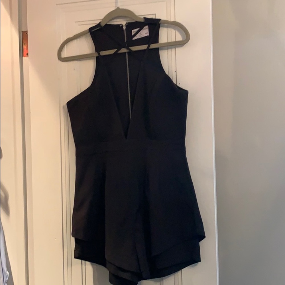 Black deep V romper